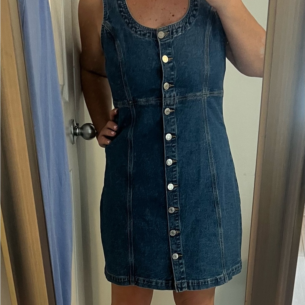 GAP Blue Denim Sleeveless Mini Dress